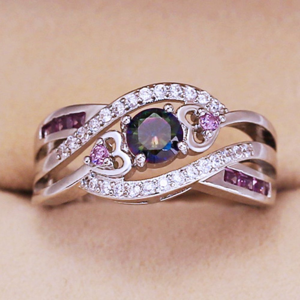 🌸Unique Magic Color Factory Outlet Colorful Water Drop Amethyst Ring, GPMB1483